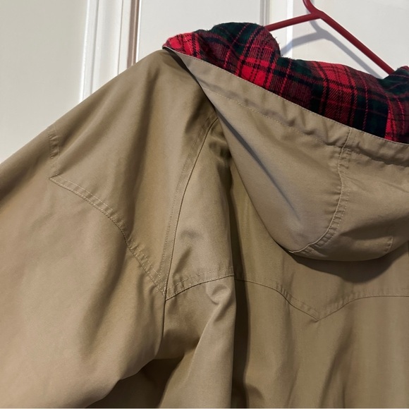 Vintage Pacific Trail Khaki Field Jacket Plaid Lined Hood Men’s Size XL Utility - Picture 13 of 16